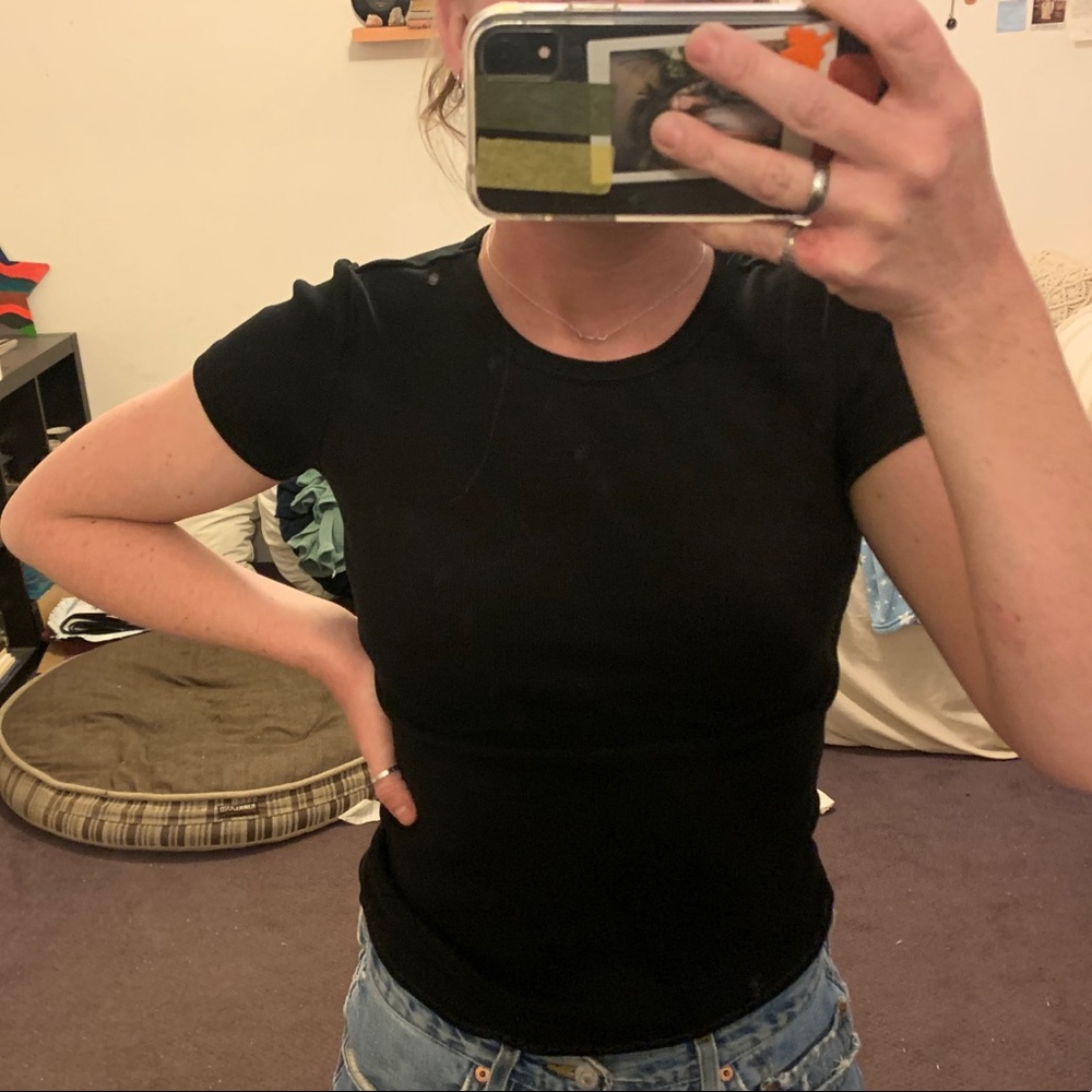 h&m high neck basic black tee